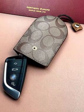 Kohl's Brown Signature Pattern Key Fob Pouch
